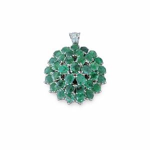 Emerald Sterling Silver Starburst Pendant New